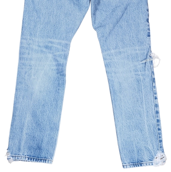 FRAME Le Slouch Distressed High Waist Straight Leg Jeans In Limelight 26 - Picture 8 of 13